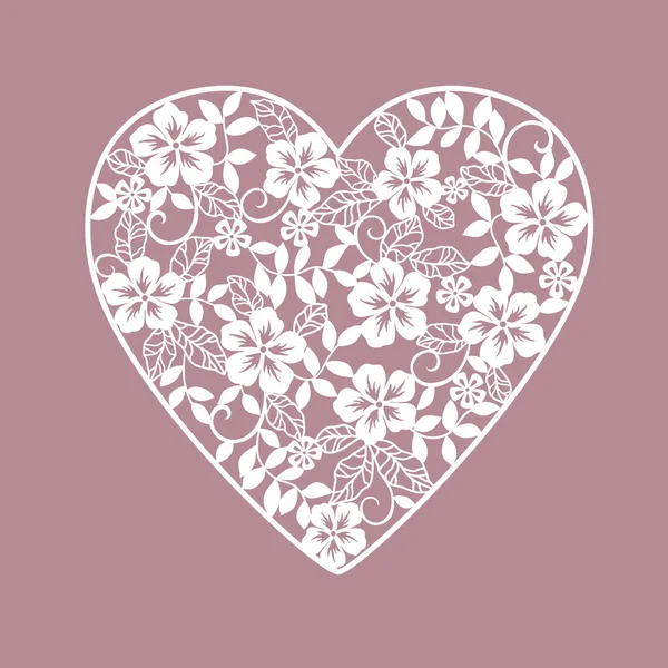 Corazón Flores Corte Por Láser — Vector de stock