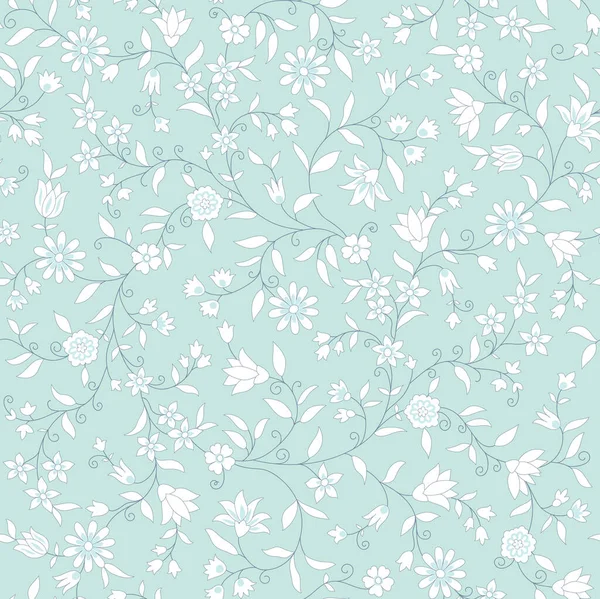 Bleu Fond Floral Sans Couture — Image vectorielle