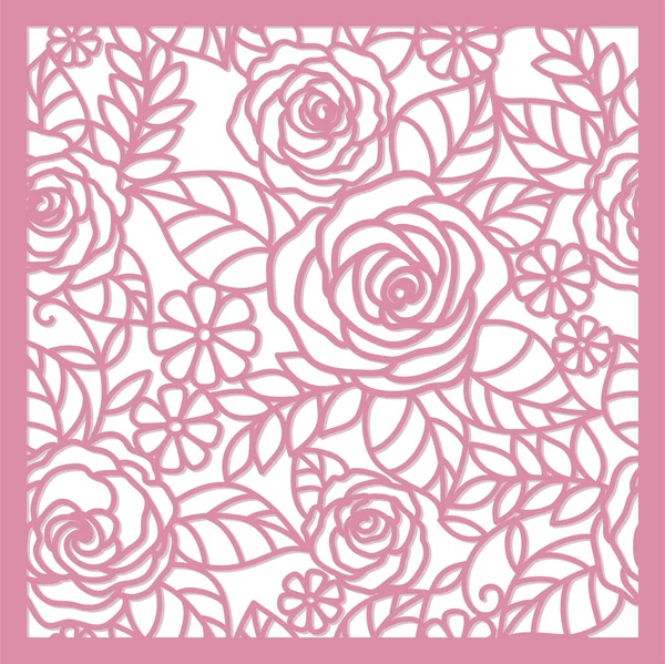 Fondo Floral Sin Costuras Con Rosas Corte Por Láser — Vector de stock