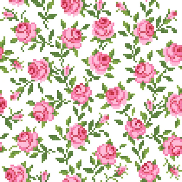 Fond Floral Avec Des Roses Roses — Image vectorielle