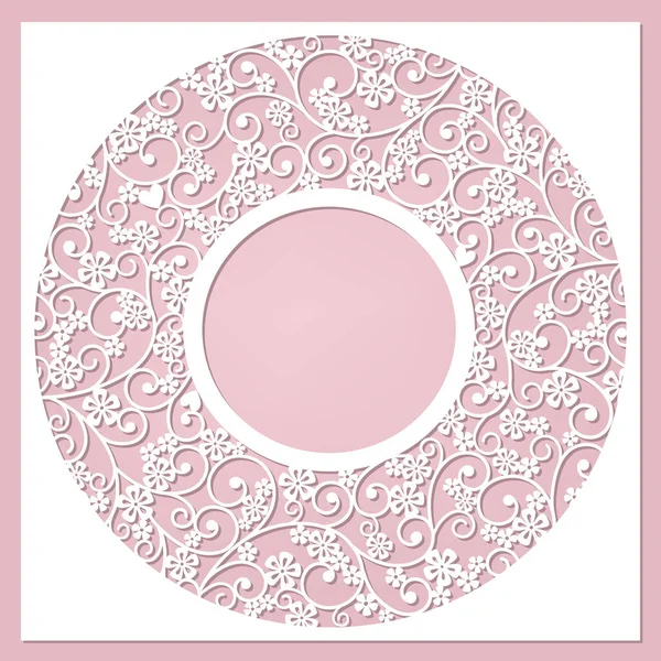 Carte Florale Invitation Rose Découpe Laser — Image vectorielle