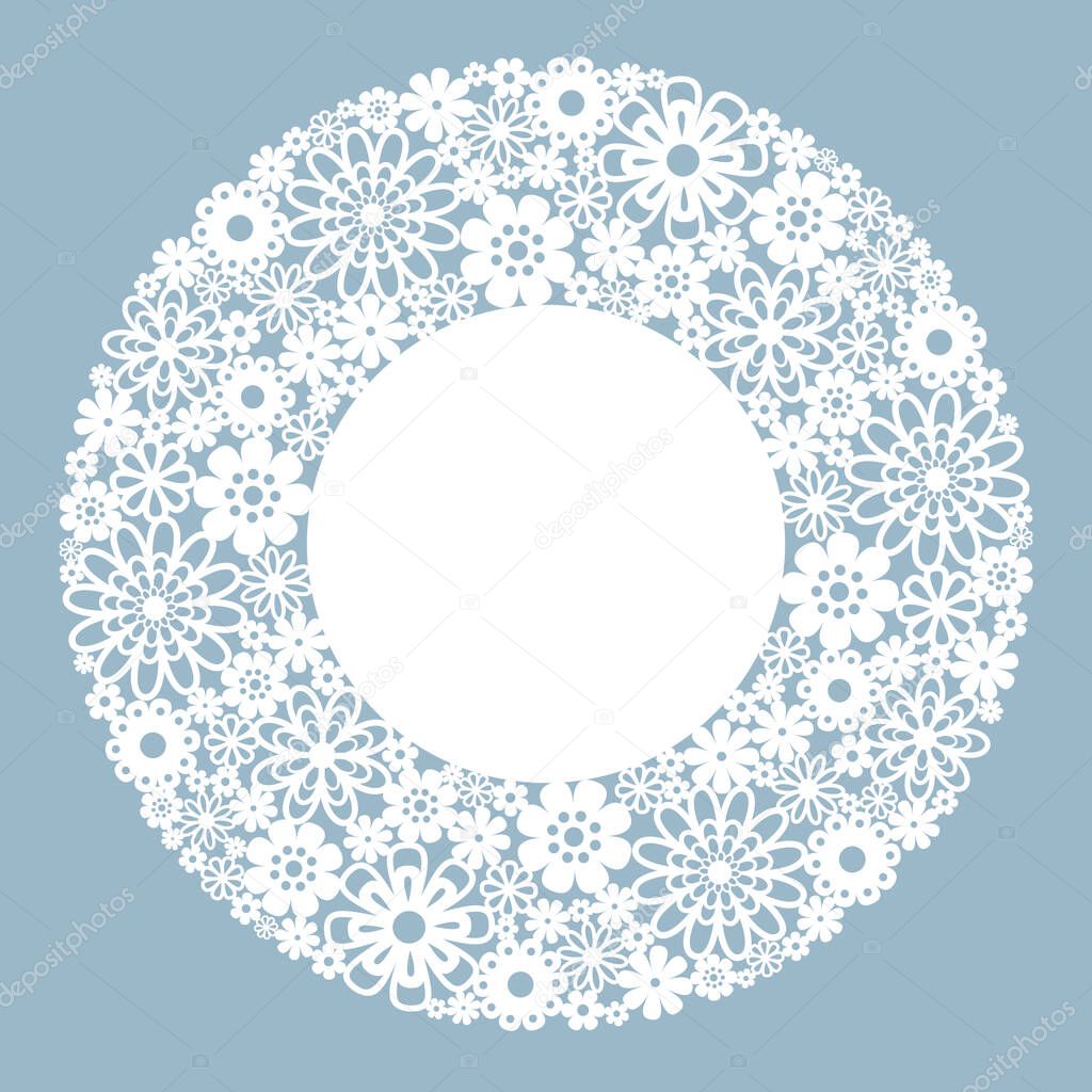 Template floral frame  design for card. Laser cut