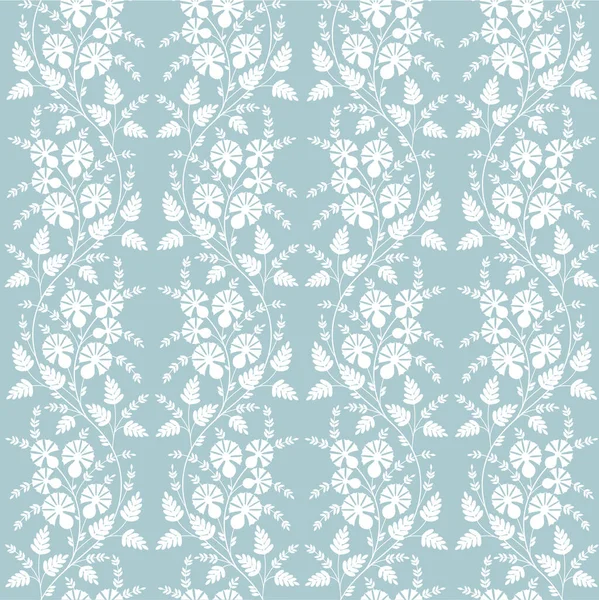 Seamless Blue Abstract Floral Background Monochrome — Stock Vector