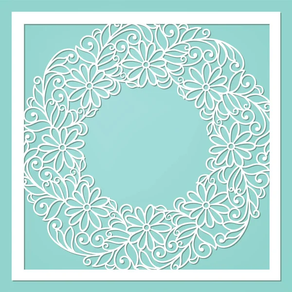 Tarjeta Invitación Floral Corte Por Láser — Vector de stock