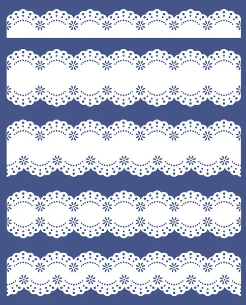 Cute Set Seamless Lace Borders — Stock Vector