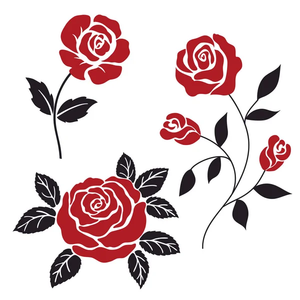 Roses Rouges Noires Stylisation Illustrations De Stock Libres De Droits