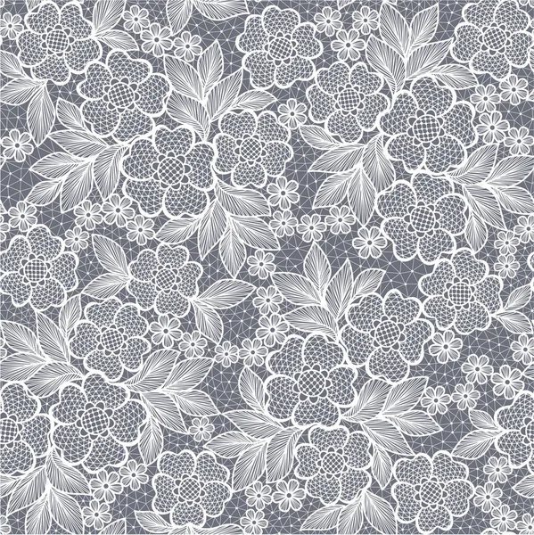 Grau Und Weiß Nahtlose Spitze Floralen Hintergrund lizenzfreie Stockvektoren