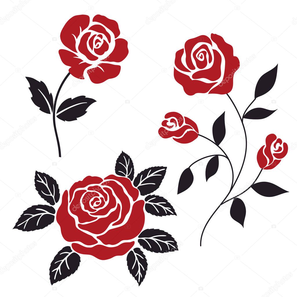 stylization red and black roses