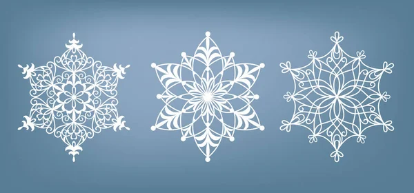 Plantilla Corte Láser Copos Nieve Ilustración Vectorial Papel Recortado Motivos — Archivo Imágenes Vectoriales