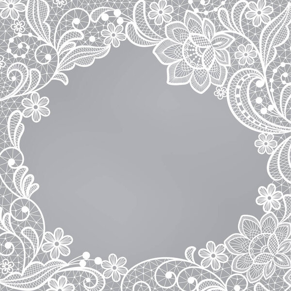 Template frame  design for card. Vintage Lace Doily 