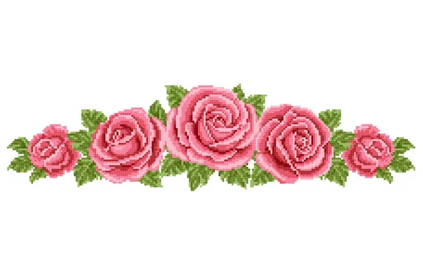 Bouquet Rsd Roses Embroider — Stock Vector