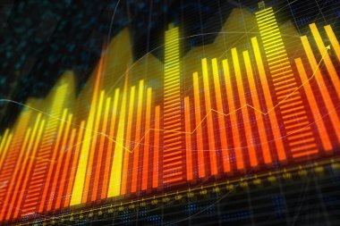 Yaratıcı renkli forex grafik arka planı. Yatırım ve finans genel kavram. 3D render 