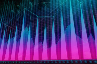 Yaratıcı renkli forex grafik arka planı. Yatırım ve para kavramı. 3D render 