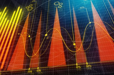 Yaratıcı renkli forex grafik arka planı. Yatırım ve ticaret kavramı. 3D render 