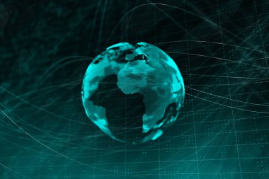 Dijital dünya zemin. Yayın ve küresel iş kavramı. 3D render 