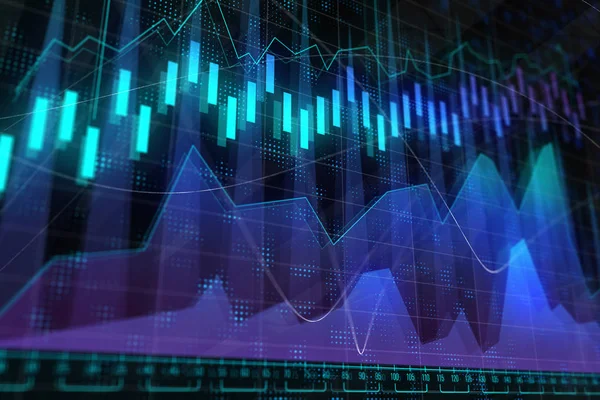 Kreativa Färgglada Forex Diagrammets Bakgrund Investeringar Och Ekonomi Koncept Rendering — Stockfoto