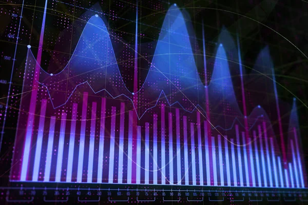 Finans, analytics ve analiz kavramı. Yaratıcı renkli forex grafik arka planı. 3D render 