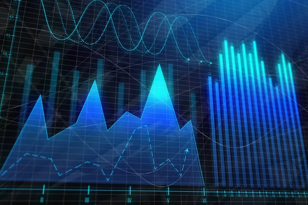 Finanzas Análisis Concepto Interfaz Fondo Creativo Gráfico Divisas Colores Renderizado —  Fotos de Stock