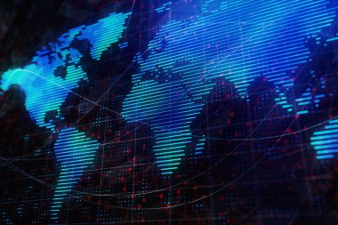 Dijital harita arka plan. Seyahat ve küreselleşme kavramı. 3D render 