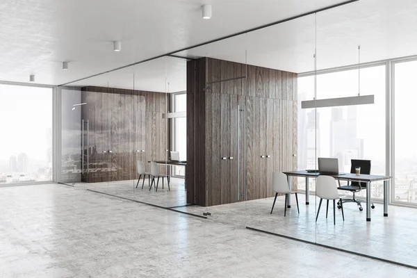 Samtida Glas Office Hall Med Panoramautsikt Över Staden Rendering — Stockfoto