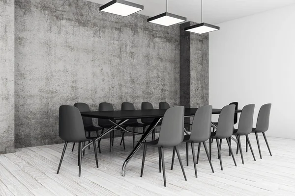 Concrete Meeting Room Interior Copy Space Wall Mock Rendering — Stock Photo, Image