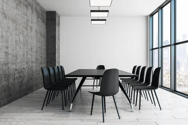 Yeni oda iç kopya alanı Duvar ile Toplantı. Alay etmek yukarıya, 3d render 