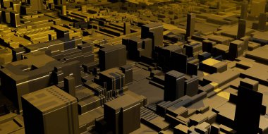 Dijital kahverengi şehir arka plan binalar ve gökdelenler ile soyut. Kentsel kavramı. 3D render 