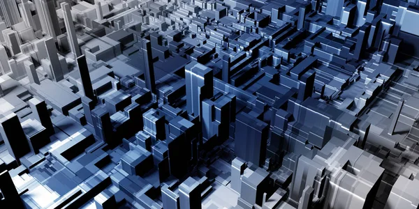 Soyut Dijital gri şehir zemin binalar ve gökdelenler ile. Kentsel kavramı. 3D render 