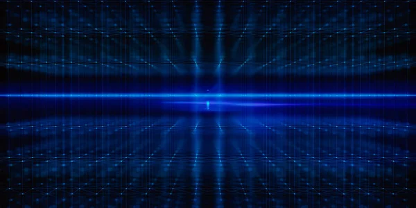 Soyut parlayan dijital mavi çizgiler arka plan nokta. 3D render 