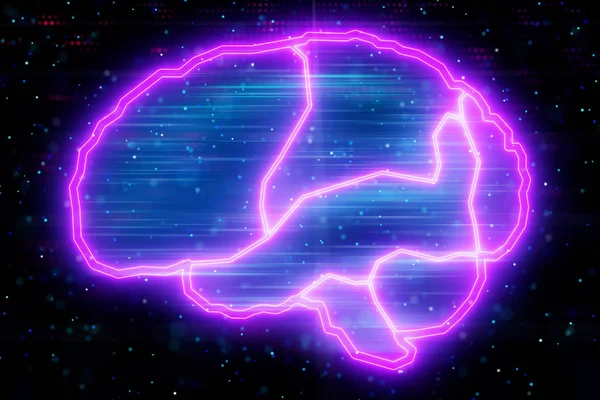 創造的な輝くピンク回路脳背景 人工知能の概念 レンダリング — ストック写真
