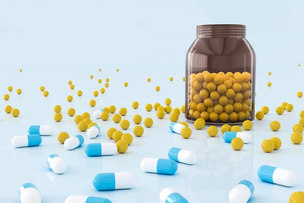 Kreative Medizin Pillen Tabletten Hintergrund Apotheke Und Gesundheitskonzept Darstellung — Stockfoto