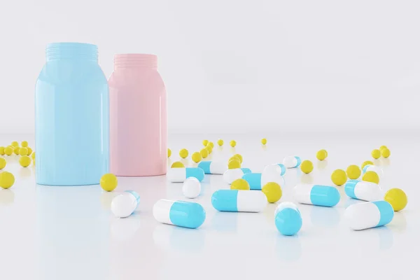 Kreative Medizin Pillen Tabletten Tapete Apotheke Und Gesundheitskonzept Darstellung — Stockfoto