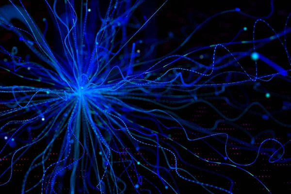 Fundo Neurônio Azul Abstrato Conceito Ciência Tecnologia Renderização — Fotografia de Stock