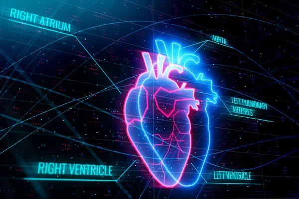 創造的なデジタル医療インターフェイスの背景 心臓や人工知能の概念 レンダリング — ストック写真