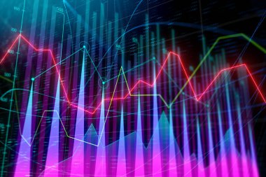 Yaratıcı forex grafik arka planı. Analizi ve istatistik kavram. 3D render 