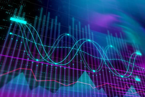 Bulanık forex grafik arka planı. Analiz ve ekonomi kavramı. 3D render 
