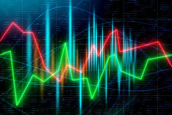 Yaratıcı forex grafik arka planı. Analiz ve teknoloji kavramı. 3D render 