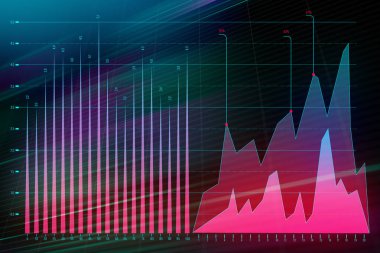 Forex piyasası renkli arka plan üzerinde işlem mali hesap. 3D render