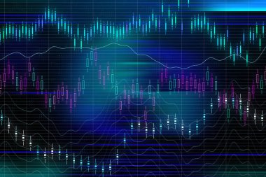 Borsa grafik dijital kavramı arka plan üzerinde finansal ticaret piyasa üzerinde. 3D render
