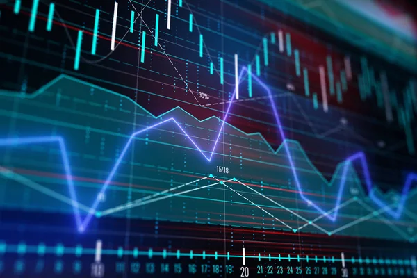 Mercato Azionario Grafici Trading Forex Andando Giù Con Sfondo Abstractdigitl — Foto Stock