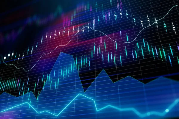 grafikler, arka plan trading forex ile dijital analytics kavramı. 3D render