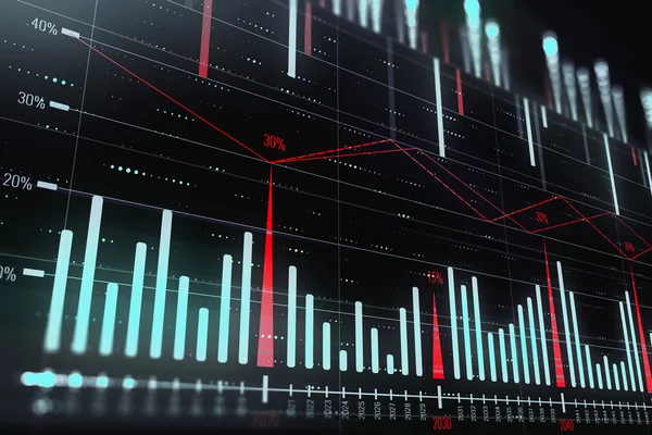 Giełdzie Wykresu Biznes Tła Wykresu Renderowania — Zdjęcie stockowe