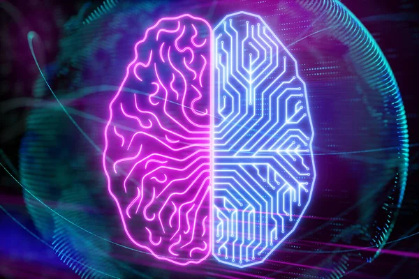 iki serebral hemisfer küresel sistemindeki dijital insan beyni. 3D render