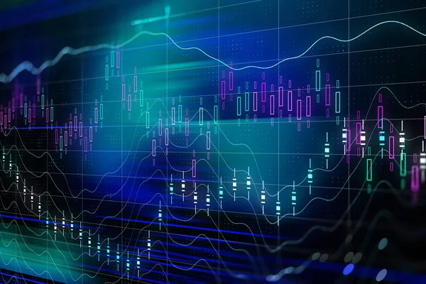 Menkul Kıymetler Borsası ve mali grafik iş arka plan ile. 3D render