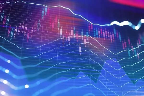 Mum çubuk grafik grafik iş arka plan üzerinde ticaret borsa yatırım. 3D render