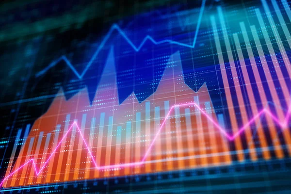 grafikler ve göstergeler iş arka plan üzerinde belirsiz mali grafik kavramı. 3D render