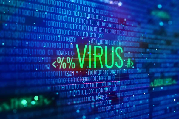 computer virus detection symbol illustration with word virus at abstract digital background. 3D render