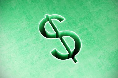 yeşil arka plan, soyut dolar işareti. 3D render