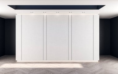 soyut duvar ahşap zemin ile odada beyaz boş zenginleştirilmektedir. 3D render