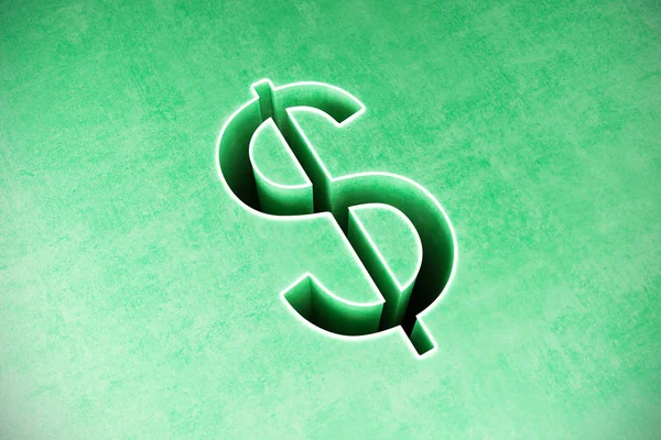 yeşil arka plan, soyut dolar işareti. 3D render
